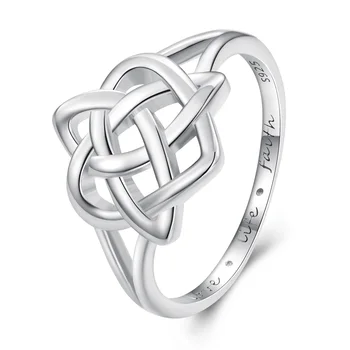 Кольцо на палец из стерлингового серебра 925 пробы с кельтским узлом, подарок на День Святого Валентина, ювелирные украшения с платиновым покрытием