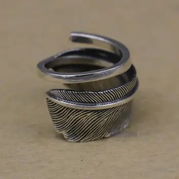 Тайское серебряное кольцо для рук, Преувеличенное украшение, деловые мужчины, Ретро-кольцо с пером, ювелирные изделия из стерлингового серебра S925