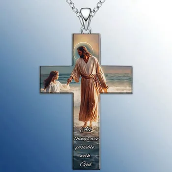 Модное персонализированное ожерелье с религиозным крестом в виде Иисуса и девушки, женские роскошные вечерние украшения, Аксессуары, Подарки для друзей