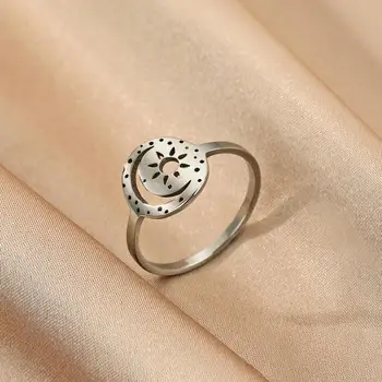 Минималистичное кольцо Todorova с Луной и звездой на палец из нержавеющей стали для женщин и мужчин, изысканный шарм, свадебный эстетичный ювелирный подарок