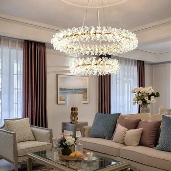 Современный роскошный светодиодный подвесной светильник Lustre Flower Crystal Подвесной светильник для внутреннего освещения Home Deco для гостиной спальни