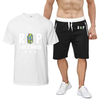 Juice WRLD 2023, мужская новая летняя спортивная одежда с модным принтом, комплект шорт, дышащая футболка с коротким рукавом и шорты, костюмы для повседневной одежды