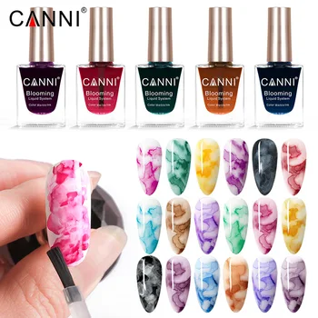 CANNI 18 Color Nail Blooming Liquid Воздушно-сухой дизайн ногтей Venalisa Supply Акварельные чернила С эффектом дыма для рисования Лаком для ногтей