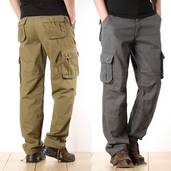 Мужские брюки карго повседневные военные тактические брюки с множеством карманов Мужская верхняя одежда Свободные прямые брюки Длинные брюки