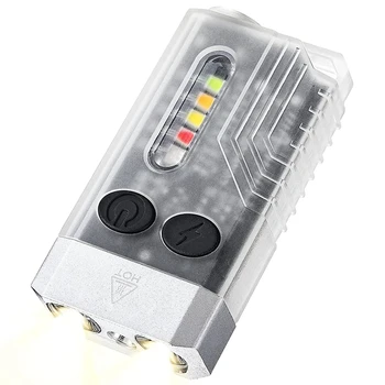 1 ШТ. Мини светодиодный фонарик-брелок, перезаряжаемый карманный фонарик Маленький мощный фонарик IPX4 с 14 режимами работы