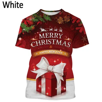 2023 Последняя рождественская футболка с 3D-печатью, Рождественское украшение, Санта-Клаус, Рождественская елка, повседневные модные топы