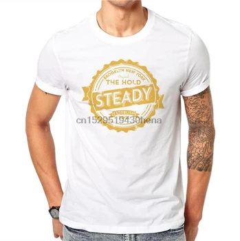 Хлопковые летние чернила Дизайн пивной крышки Мужские футболки Модный Дизайн с надписью Hold Steady