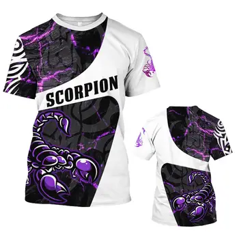 Футболка с забавным рисунком Скорпиона для мужчин, футболка с 3D животным принтом, топ с круглым вырезом и коротким рукавом для отдыха, модная уличная одежда, футболки оверсайз