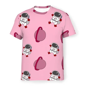 Футболки из полиэстера Universe, Сатурн и милый астронавт, розовая тонкая футболка с принтом Homme, новая трендовая одежда