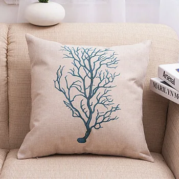 Синее большое дерево, хлопковое белье, 45X45 см, Чехол для подушки, Поясная наволочка, кресло для гостиной, диван