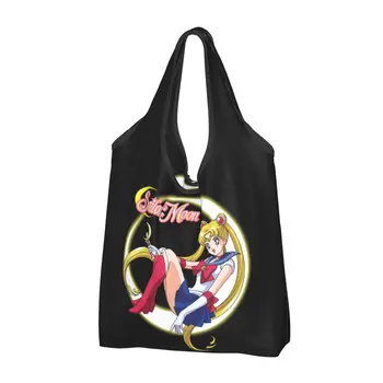 Переработка Sailors Moon Хозяйственная сумка Женская сумка-тоут Портативные сумки для покупок в аниме