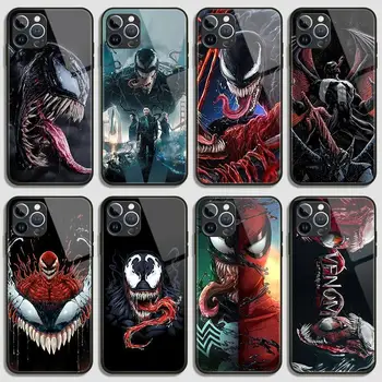 Чехол для телефона Disney Marvel Venom для iPhone 11 12 13mini 14plus Promax для телефона Apple со стеклянным корпусом