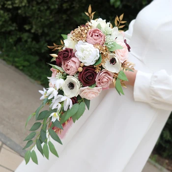 Элегантные Свадебные букеты из искусственных цветов, романтические и уникальные инновационные свадебные букеты ручной работы