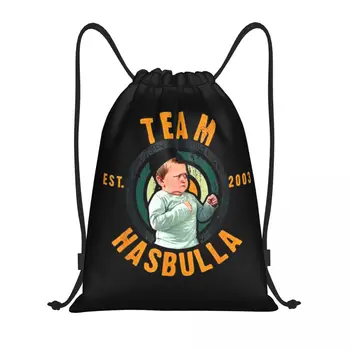 Команда Hasbulla Hasbullah Fight Meme Рюкзак на шнурке, Женский Мужской рюкзак для спортзала, Складная сумка для покупок, сумка