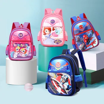 Детская школьная сумка Disney Marvel с Человеком-пауком, мультяшная замороженная принцесса Эльза, рюкзак для мальчиков и девочек, подарки для детей в детском саду