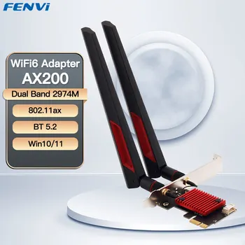 3000 Мбит/с WiFi 6 Беспроводной адаптер PCIE AX200 802.11ax Двухдиапазонный 2,4 Г/5 ГГц Для Bluetooth5.2 Настольный Беспроводной адаптер PCIE Win10/11