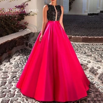 Переливающееся элегантное атласное платье без рукавов с блестками, выпускное длинное вечернее платье для женщин, вечернее платье на молнии по индивидуальному заказу