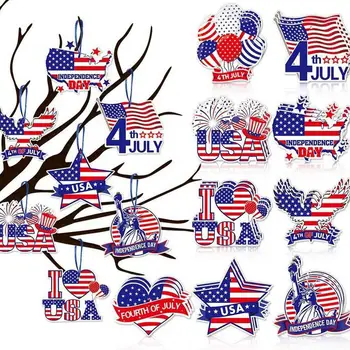 1 комплект Пентаграмм на тему Дня Независимости, американского флага, значка, звездно-полосатых украшений для вечеринок в домашних гостиных