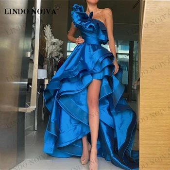 LINDO NOIVA Вечернее платье с пятнами королевского синего цвета с оборками на одно плечо 2023, платья для выпускного вечера с длинным хвостом 2023, платье для особых случаев