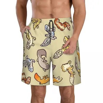 Мужские повседневные шорты для прогулок Lizards Gecko, Пляжные брюки с завязками, Комфортные шорты с плоской передней частью S