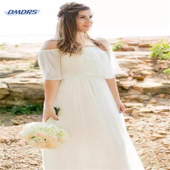 Классическое свадебное платье с открытыми плечами и вырезом лодочкой, простое свадебное платье трапециевидной формы длиной до пола, элегантное Vestidos De Novia