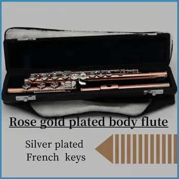 Высококачественная флейта AOQI с серебряным покрытием во французском стиле, клавиши с покрытием из розового золота, материал корпуса флейта C-тона с футляром