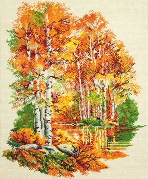 Березовый лес осенью 42-51 Набор для вышивания крестиком своими руками, наборы для вышивки крестиком, украшения для рисования крестиком для домашних забав