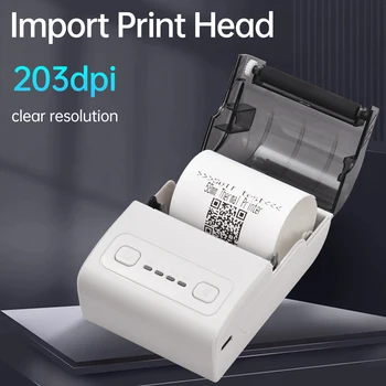 Портативный термопринтер Bisofice, 2-дюймовый беспроводной USB-мини-принтер для оплаты билетов, чеков с 57-миллиметровой печатной бумагой для розничных магазинов