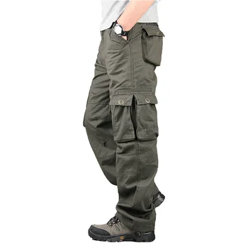 Новые мужские брюки-карго, хлопковые повседневные длинные брюки, мешковатые панталоны с несколькими карманами, модные военные тактические брюки