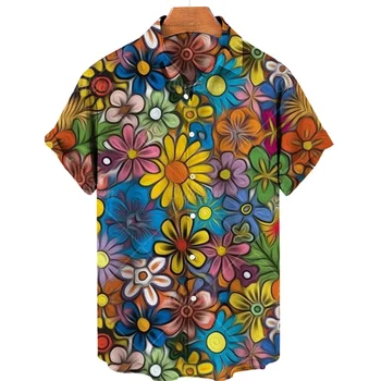 Негабаритная Гавайская Пляжная одежда для отдыха с растениями и цветочным 3D принтом, Мужская рубашка, Свободная куртка, Летняя Винтажная Повседневная Верхняя Одежда, Одежда