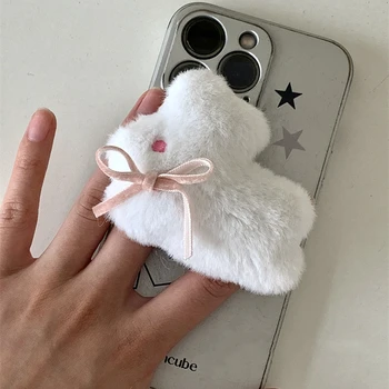 Ins Корейский милый мультяшный 3D плюшевый кролик, кронштейн для телефона, кольцо-держатель Tok Griptok для iPhone 15 14, подставка для аксессуаров для телефона для девочек