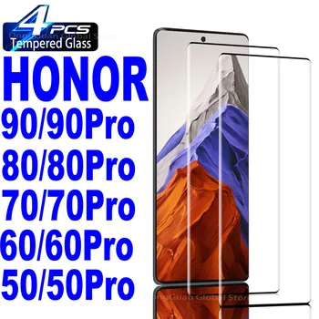 2/4 шт. Закаленное Стекло Для Huawei Honor 90 80 70 Pro 50 60 Pro 60SE 80SE 3D Изогнутая Защитная Стеклянная Пленка Для Экрана