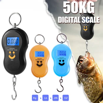 Черные электронные подвесные весы весом 50 кг 10 г, цифровые ЖК-весы с подсветкой, рыболовные гири, карманные весы, багажные весы