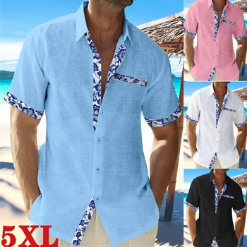 Новые летние модные мужские Гавайские рубашки, мужская повседневная куртка с карманом для отдыха на пляже, с коротким рукавом, свободные топы 2023 года, мужские