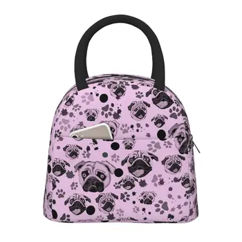 Pug Life Pink Pug Lunch Bag Изолированный Ланч-Бокс Многофункциональные Сумки Для Ланча Многоразового Использования Термальная Сумка-холодильник