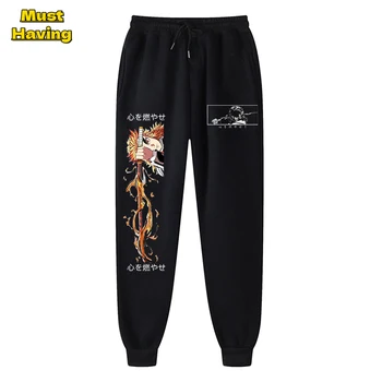 Спортивные штаны из аниме Demon Slayer с эластичной резинкой на талии и завязками с карманами, костюм для косплея, спортивные трикотажные брюки для спортзала