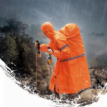 Уличное пончо от дождя с капюшоном, Светоотражающий водонепроницаемый плащ для альпинизма, куртка с рюкзаком, дождевик для взрослых