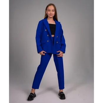 Girls' Double Breasted Suit Two Piece Set 2023 New  High Quality Elegant Formal Occasion Children's Set костюм для мальчика