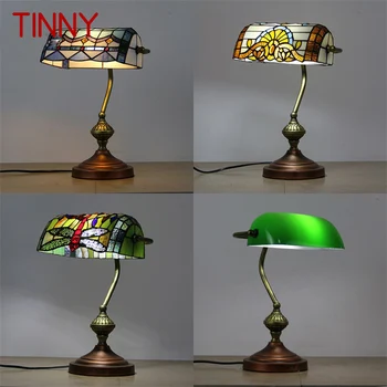 Настольная лампа TINNY Tiffany со светодиодной подсветкой из современного креативного цветного стекла, прикроватный столик, декор для дома, гостиной, спальни