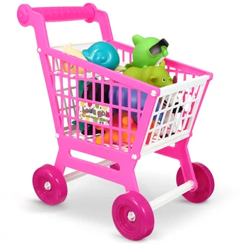 Имитационная корзина для покупок, игрушечная продуктовая корзина для малышей, детские тележки, тележка-универсал, пластиковая мини