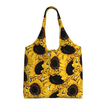 Многоразовые сумки для покупок Golden Sunflower Складная, моющаяся сумка для покупок с чехлом