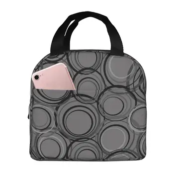 Черно-серая сумка для ланча для женщин, большая многоразовая изолированная коробка для ланча для работы, складная сумка для офиса для взрослых