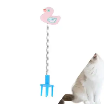 Игрушка-качалка для кошек, Многоцветная Пружинящая игрушка из перьев, присоска с колокольчиком, мышь, мини-колокольчик, Интерактивная игрушка для кошек-ловцов кошек