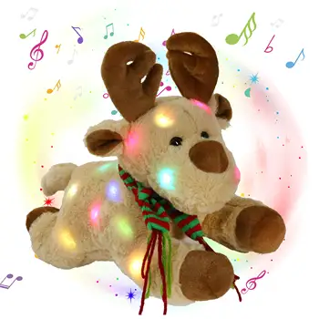 33 см Хлопковая Музыкальная Кукла-лось Плюшевые игрушки со светодиодной подсветкой Мягкие Подушки Мягкие игрушки Животных Рождественский Шарф Девочки Дети Дети