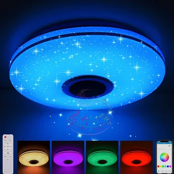 RGB Светодиодный Потолочный Светильник Smart App Control 110V 220V Музыкальная Лампа Bluetooth Динамик Внутренняя Гостиная Комната Отдыха Освещение Спальни