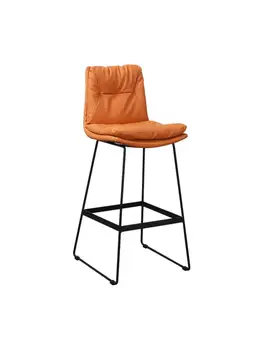 Скандинавский легкий Роскошный железный барный стул, бытовой высокий табурет, современный простой барный стул, барный стул с кожаной спинкой для кофейни