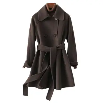 2023 Женская зимняя одежда Двустороннее женское кашемировое пальто новое тонкое шерстяное пальто 1024