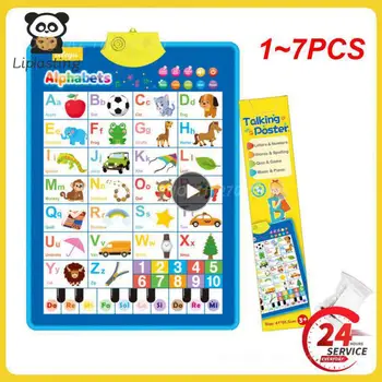 1-7 шт. Электронная настенная диаграмма с английским алфавитом Говорящие буквы ABC 123s Музыкальный плакат Обучающая игрушка для малышей