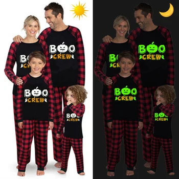 Серебристая пижама Boo Crew для всей семьи на Хэллоуин, комплект со светящейся спинкой на Хэллоуин
