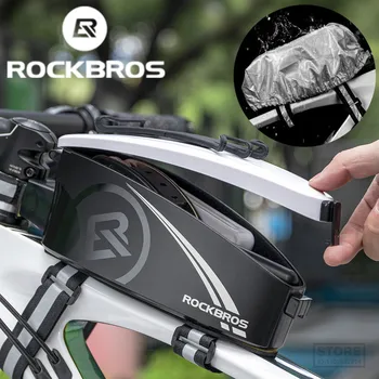 Непромокаемая велосипедная сумка ROCKBROS на 4-6,5 дюймов спереди, сумка для телефона, специальная жесткая оболочка из ПК с бесплатным дождевиком, аксессуары для мотоциклов и велосипедов